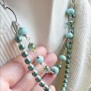 Handmade Glass Beaded Layered Necklace 21"